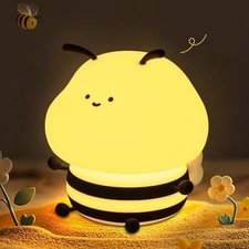 Bee Night Light, Cute Bumble Bee Gift for Kid, Animal Silicone Yellow-Bee