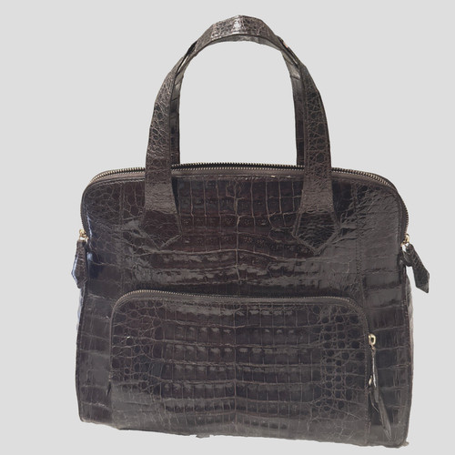 Nancy Gonzalez Crocodile Tote Bag Dark Brown Exotic Leather Medium Top Handle