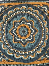 CROCHET HANDMADE MANDALA AFGHAN LAP THROW SIZE MULTI COLOR SQUARE BLANKET