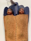 2 Vtg Japan made BISQUE Native American INDIAN DOLLS w/leather Bunting souvenir