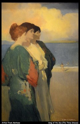 Arthur Frank Mathews Song of the Sea the Three Graces O 1 Vintage Art Print Post