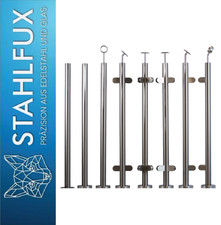 Edelstahl Geländer Glas Halter inkl. auf V2A Boden- Aufmontage Balkon Treppe