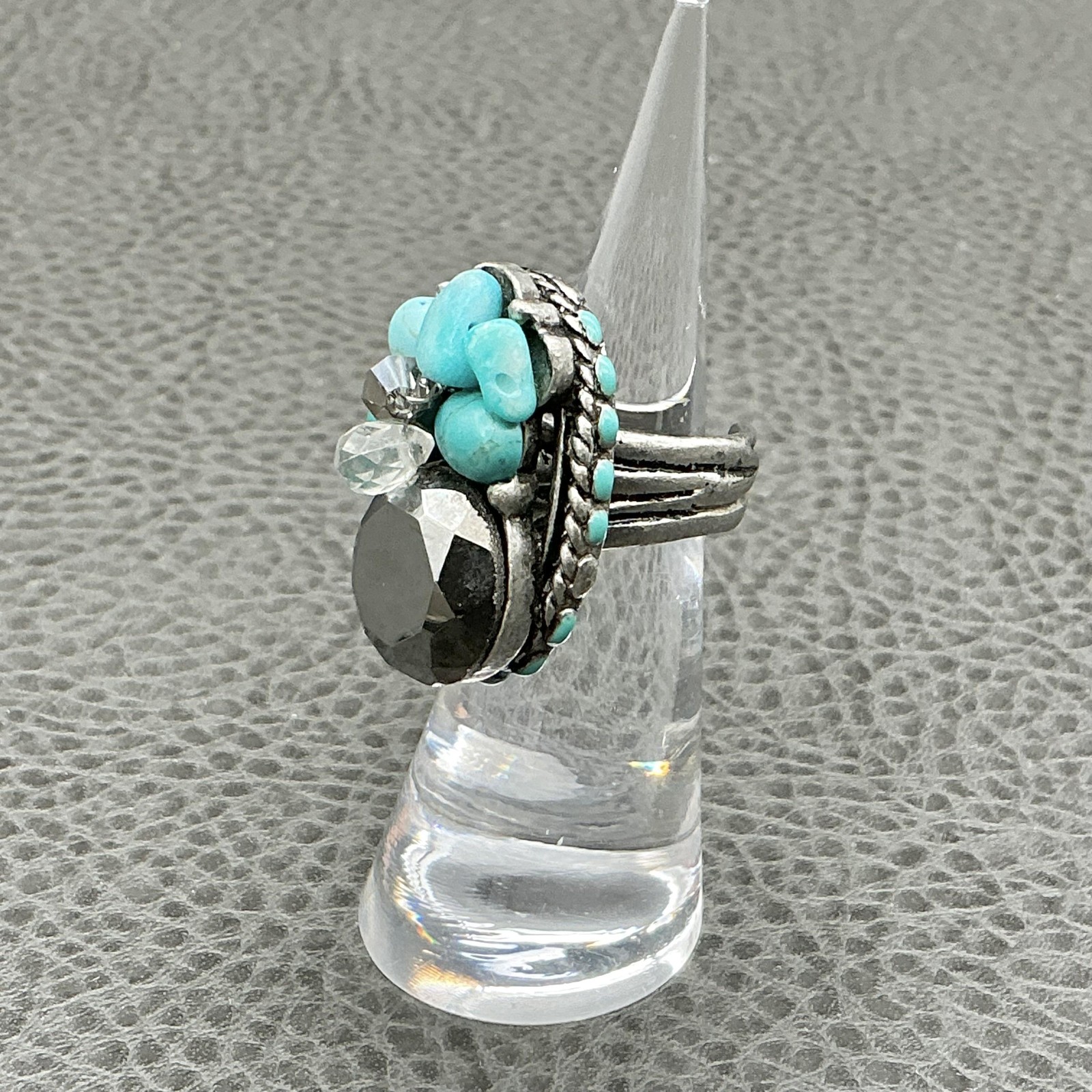 Chico's Statement Ring Size 7 Turquoise Cluster S… - image 1