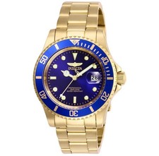 Invicta Men's Watch Pro Diver Quartz Blue Dial Yellow Gold Steel Bracelet 26974