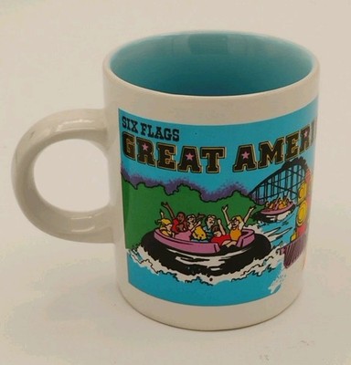 Vintage Six Flags Great America Carousel, Train, River Small Coffee Mug, Cup