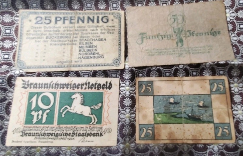 German Notgeld Banknotes 1920-21 Hyperinflation Trade Vouchers For Food Or Drink