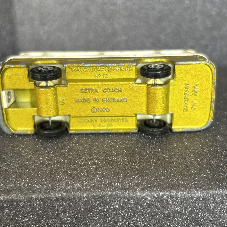 1970 Matchbox Lesney Superfast No. 12 Setra Coach Bus Yellow & White ...
