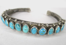 Navajo Sterling Silver & Turquoise Cuff Bracelet, Native American, Southwest