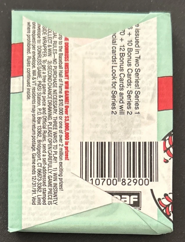1991 Donruss cartão de beisebol pacote de cera Bert Blyleven Angels HOF mostrando parte superior frontal - Imagem 2 de 2