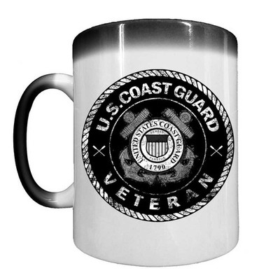 US Coast Guard Veteran 1790 Weathered 15 oz Ceramic Heat Activated Coffee Mug