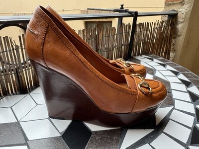 Vintage Gucci Wedges / Plateau-Pumps Leder, Größe 38 1/2 Schuhe