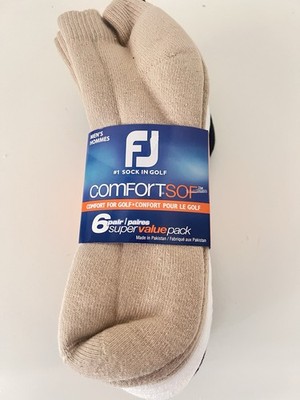 FJ ComfortSoft Mens Sport Socks 6 Pair Value Pack Assorted Shoe Size 7-12