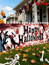 Large Halloween Zombie Hands Banner Bloody Scary Welcome Sign Outdoor Porch Deco