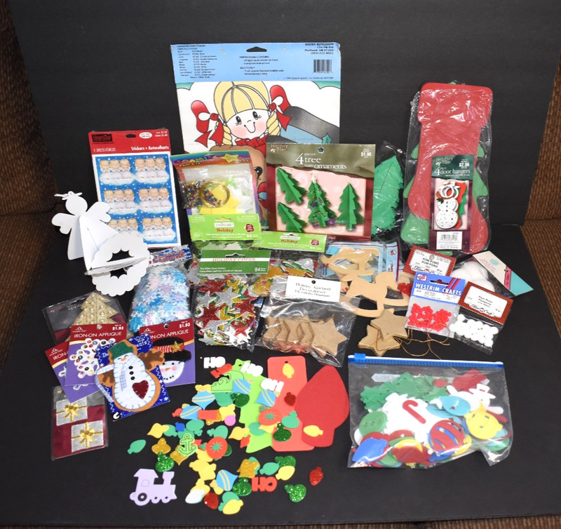 LOT OF CHRISTMAS CRAFTS, FOAM, WOOD, STICKERS