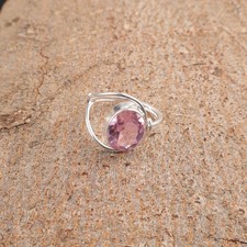 Oval Genuine Morganite Minimal New Band Promise Ring Jewelry 925 Sterling Silver