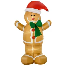 HOMCOM 6ft Christmas Inflatable Gingerbread Man, Outdoor Blow-Up Yard Decoration