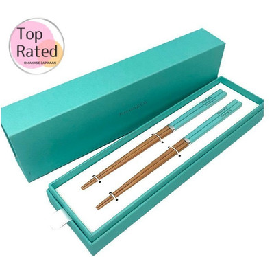 Tiffany & Co. Novelty Chopsticks Set of 2 Tiffany Blue Unused with Box Japan
