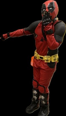 Deadpool White Sheep Leather costume with 3d Printed Mask