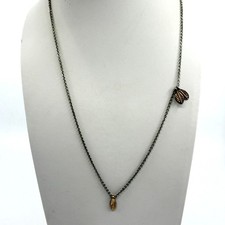Two Tone Leaf Charm Necklace Silver and Gold Tone Boho Nature Inspired Jewelry