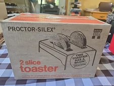 Vintage PROCTOR-SILEX Toaster 2 Slice Model T620B Chrome Black USA New Sealed