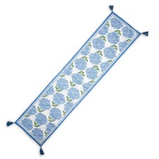 Hydrangea Table Runner w/Tassel Accents - Cotton