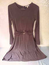 Michael Kors Women’s Brown Dress With Gold Belt Design- Size Small