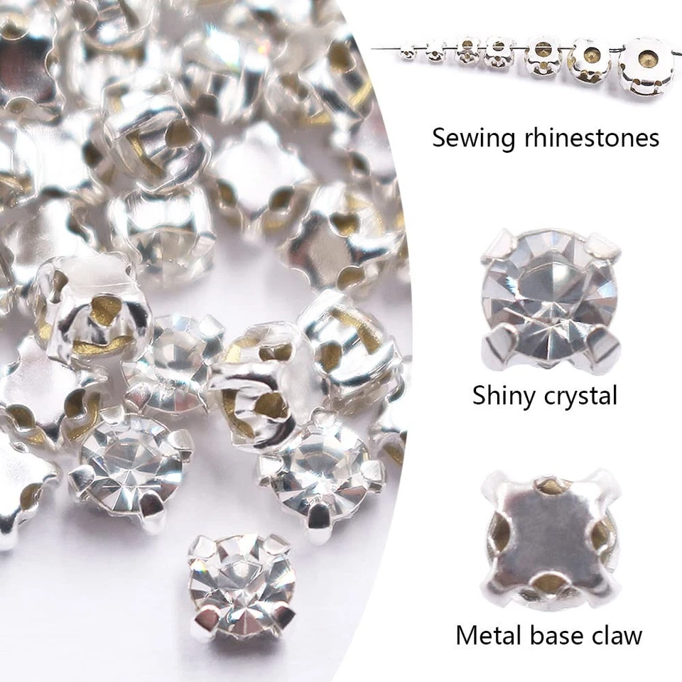 4 мм пришить на стразы с плоской поверхностью серебряный коготь стразы блестящие хрустальные камни... - Изображение 3 из 4