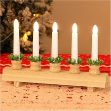 Weihnachtsleuchter LED Schwibbogen Kerzen Weihnachtsdeko USB Holz Wohnzimmer