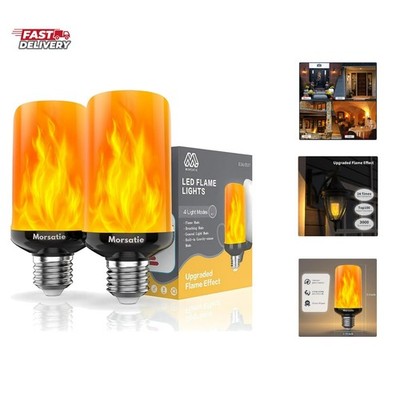 Upgraded Flame】 LED Flame Light Bulbs, 4 Modes Flickering Light Bulbs with Gr...
