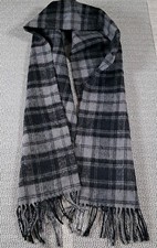 Vtg The Specialty House Gray Plaid Wool Scarf Winter Academia Outdoors 10x50