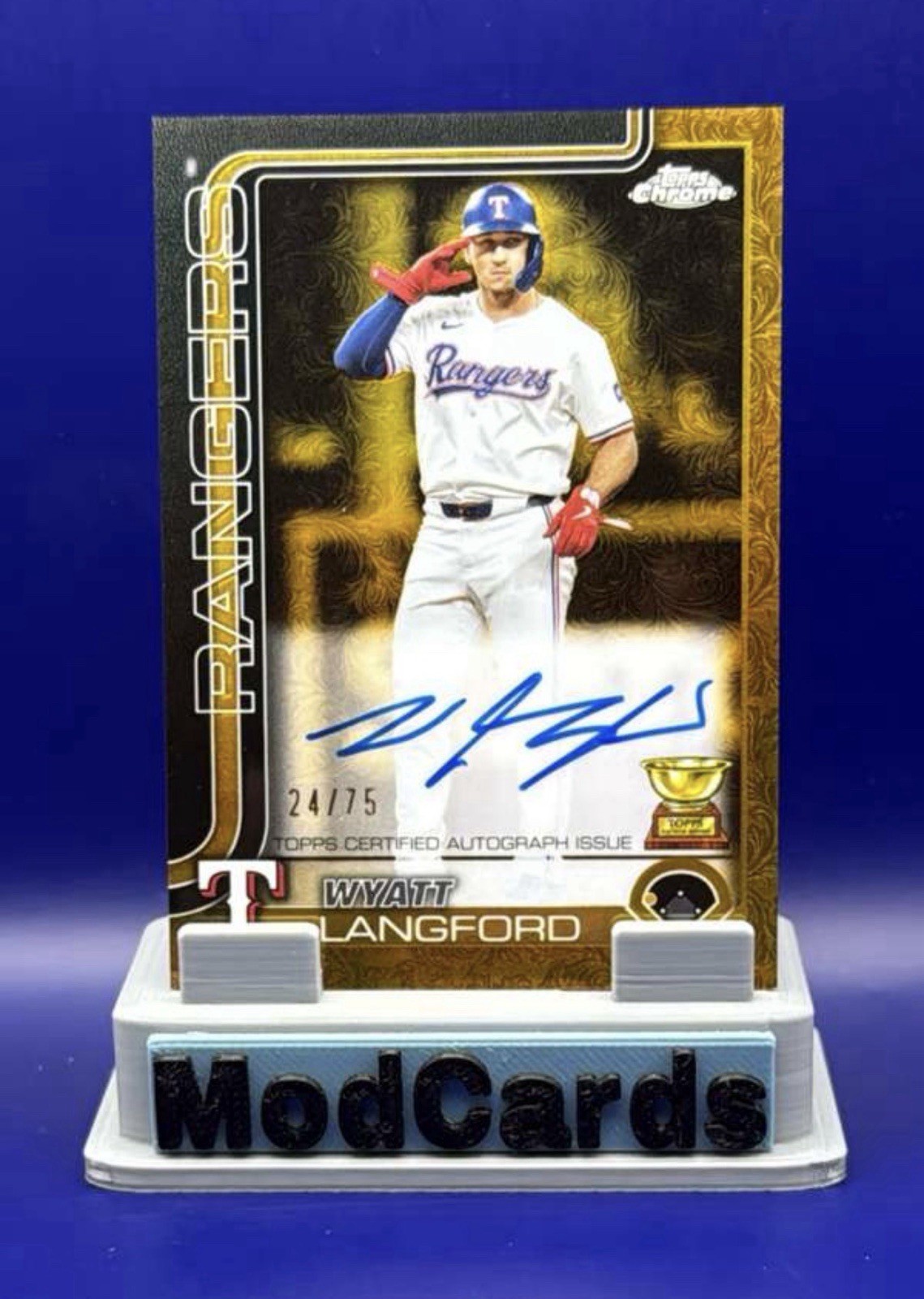 2025 Topps Chrome Gilded Collection Baseball - Wyatt Langford - Gold Auto /75