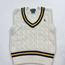 POLO RALPH LAUREN Boy's Tennis Cricket V-Neck Cable Knit Sweater Vest Size 5