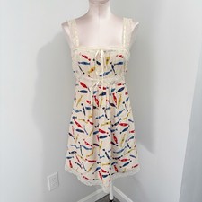 Betsey Johnson Vintage Y2K Candy Print 100 Silk Slip Dress Square Neck Babydoll