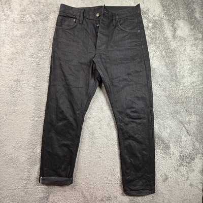 Left Field Selvedge Black Denim Jeans USA Mens 33x30 Button Fly Heavy Cotton