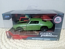 Fast & Furious 1973 Chevrolet Camaro Green Diecast 1:32 Scale Collector Car New