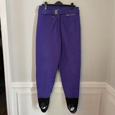 Obermeyer Women  s Ski Pants Snow Sz 12 Stirrups Belted Purple Vintage Retro