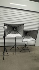 Portable 2 Softbox Photo Studio Lighting Kit with CFL Bulbs, AC-Powered