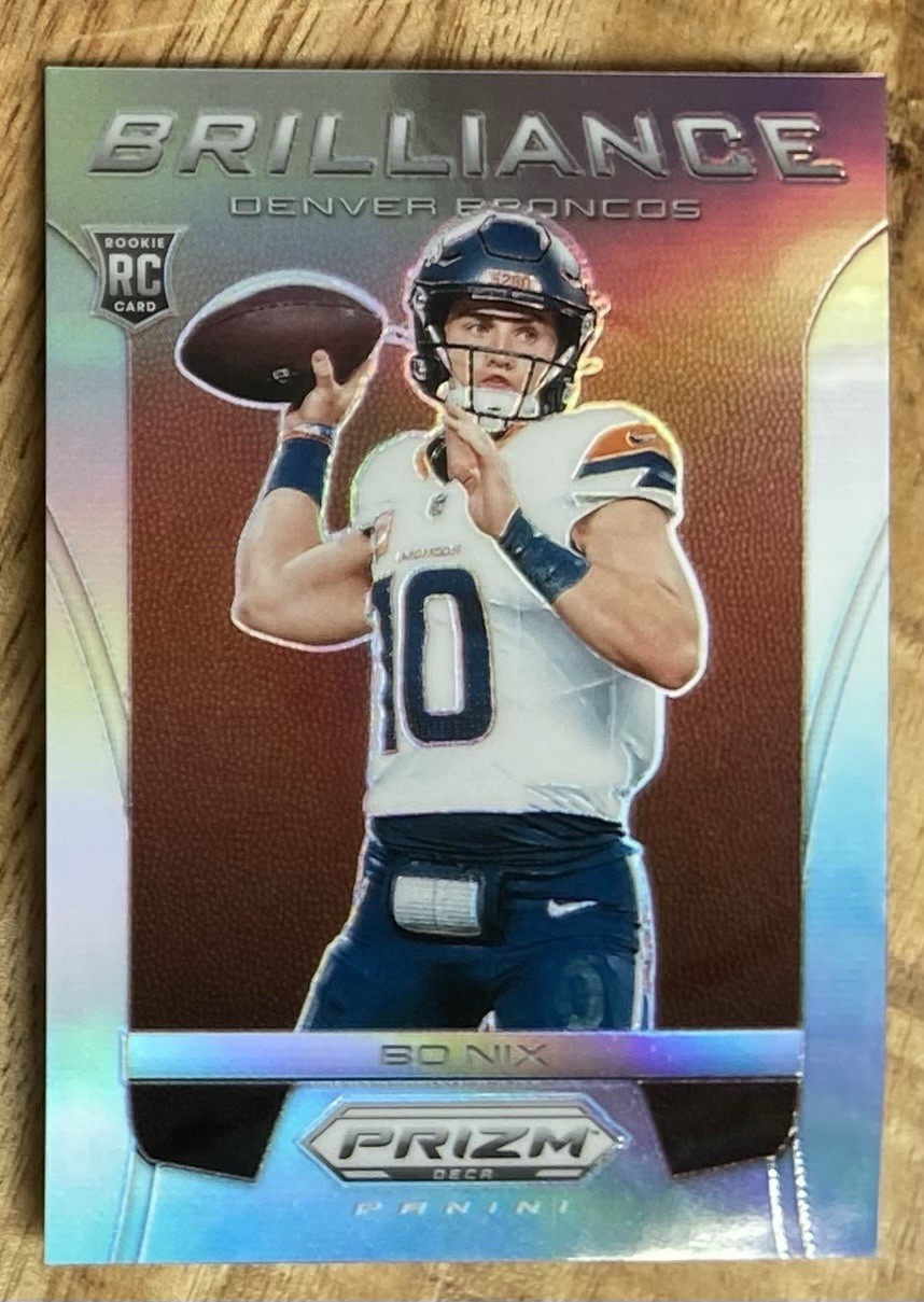 Bo Nix 2024 Prizm Deca Rookie Silver Brilliance Denver Broncos Oregon Ducks #17