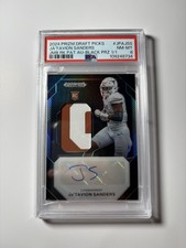 2024 Prizm Draft Picks- Ja'tavion Sanders Jumbo Rookie Patch Auto 1/1 PSA Mint 8