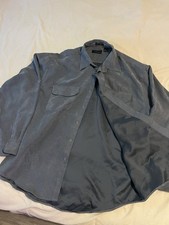Men s Gray Van Heusen Dress Shirt Size Large 16.5 34/35 Wrinkle Free Long Sleeve
