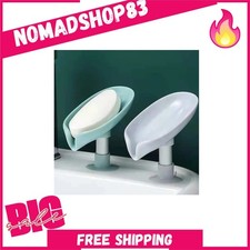 Leaf Shape Soap Dish with Suction Cup, Self-Draining Soap Holder for Shower