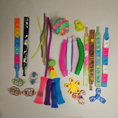 Fidget Toy Sensory Lot Pop It Bracelets Spinners Pop Tubes Marble Mesh 30 pieces