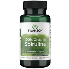 Swanson 100 Organic Spirulina 500 mg 180 Vegan Tabs Supplement Support Natural