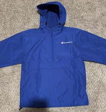 Champion Mens Blue Hooded Anorak Jacket 1/4 Z...