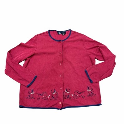   Ms. Lee Women s Burgundy Red Sweater | Puppy Dog Embroidery | Size 1X  