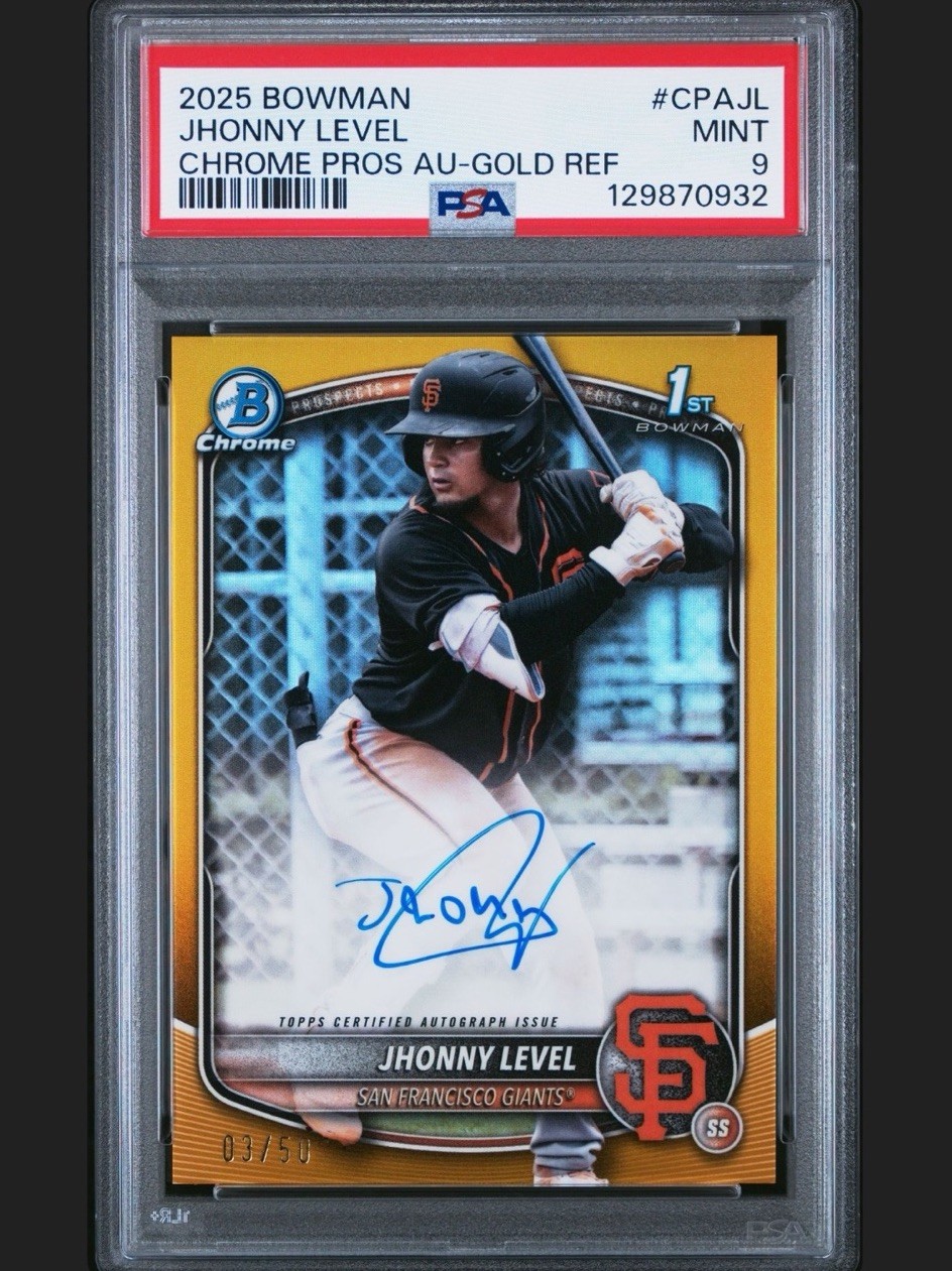 2025 Bowman - Jhonny Level Chrome Prospect Autographs #CPA-JL Gold Refractor /50