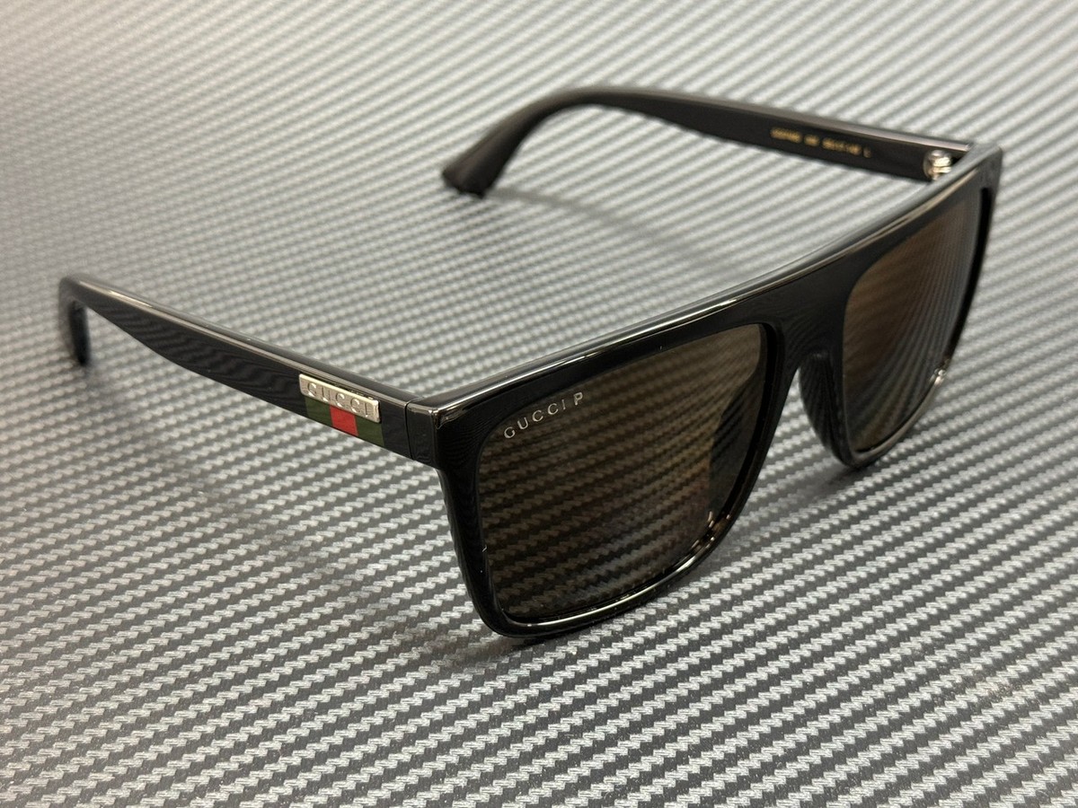 GUCCI GG0748S 005 Black Brown Polarized Men display picture 3