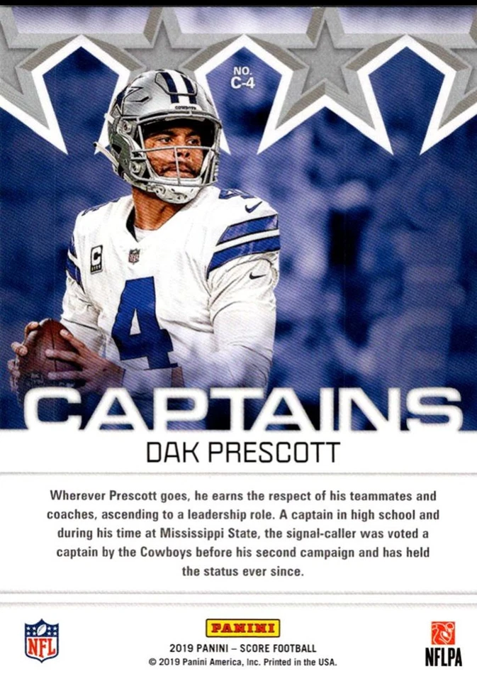 2019 Score Captains Dak Prescott Dallas Cowboys #C-4 - Image 2 of 2