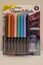 Paper Mate Flair Felt Tip Pens, Med. Point 0.7mm, Metallic City Lights, 16 Count