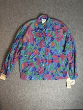 Womens Vintage 80s Nordstrom Town Square 100 Floral Silk Jacket NWT Large